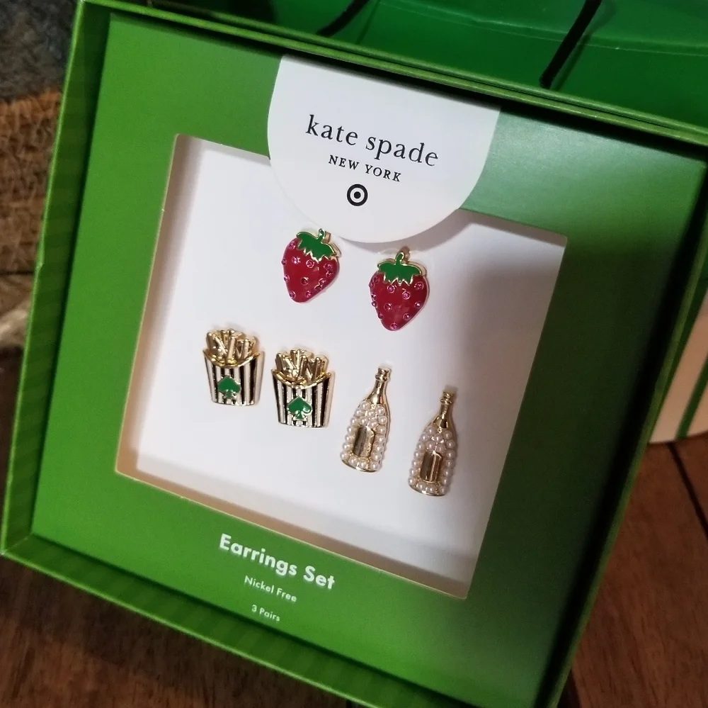 Kate Spade X Target Strawberry, Fries, and Champagne Earring Set - Picture 3 of 3